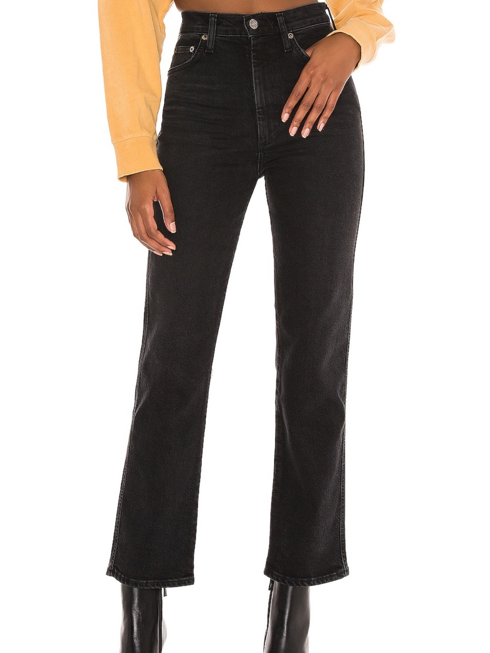 Agolde Black pinch waist High-Rise Flare Jeans